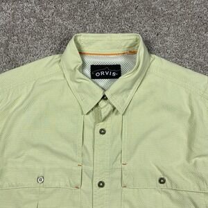 Orvis‎ Troutbum Yellow Short Sleeve Fishing Shirt Mens Medium Vented Textured
